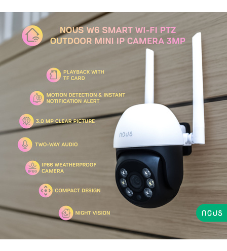 NOUS W6 Smart WiFi PTZ vonkajšia mini IP kamera 3MP pre TUYA