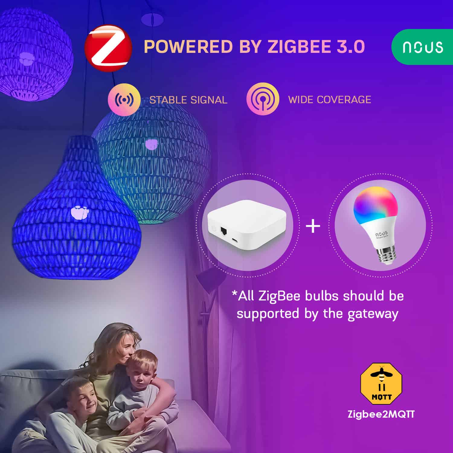 Nous Smart ZigBee RGBW Žiarovka E27 pre TUYA