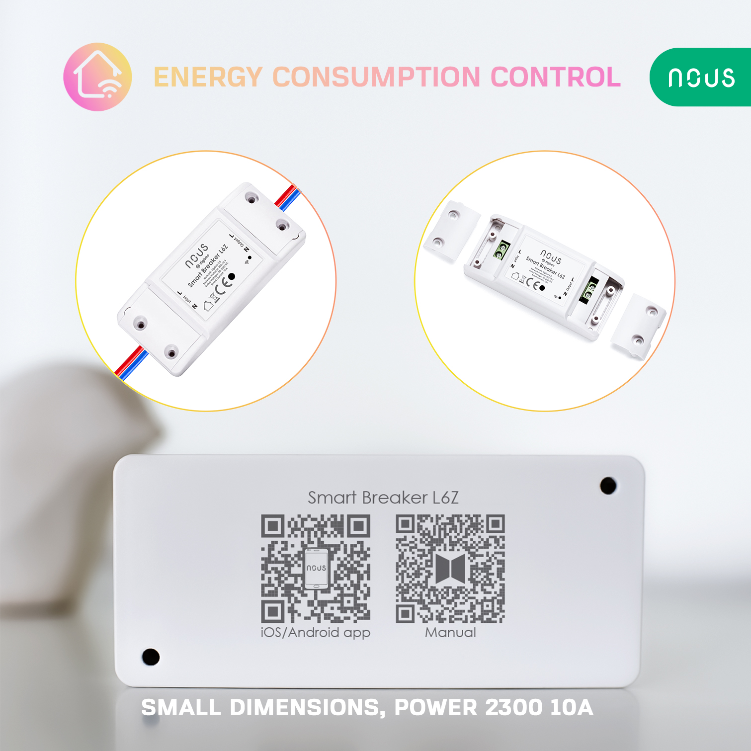 Nous L6Z Zigbee Smart prepínač 10A s meraním spotreby