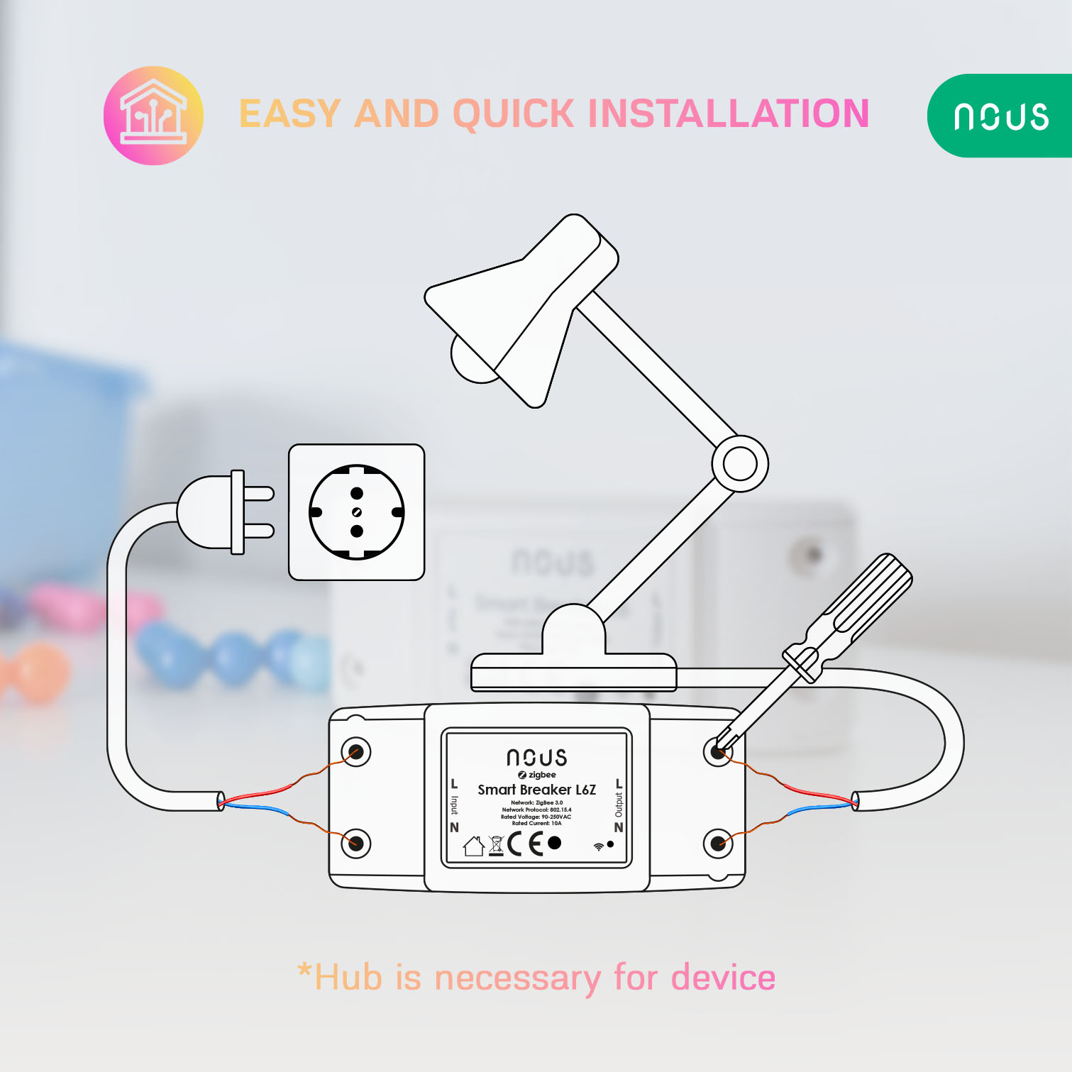 Nous L6Z Zigbee Smart prepínač 10A s meraním spotreby
