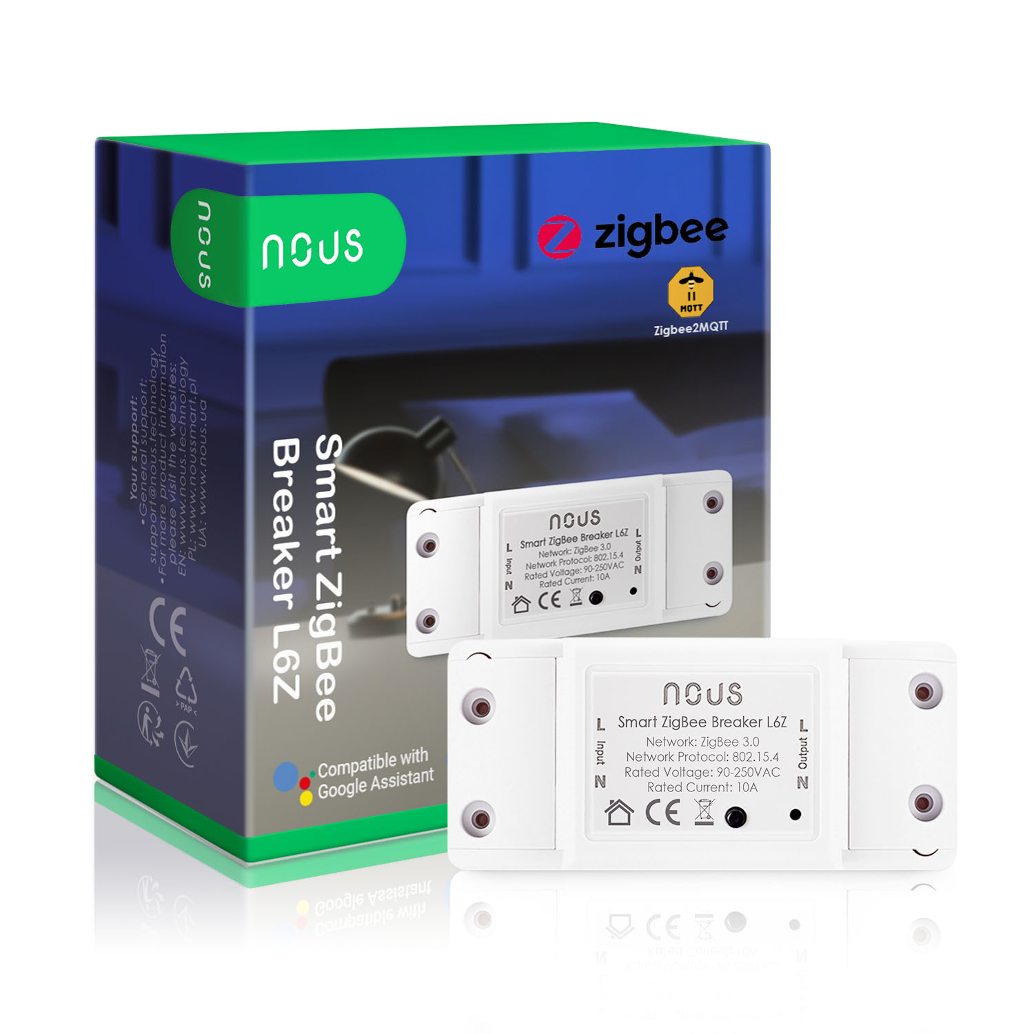 Nous L6Z Zigbee Smart prepínač 10A s meraním spotreby