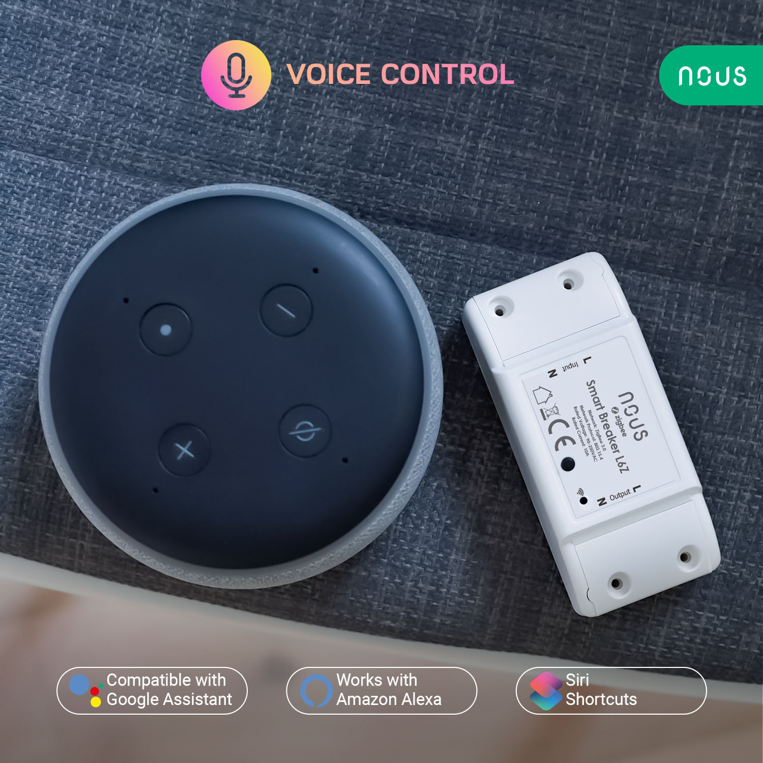 Nous L6Z Zigbee Smart prepínač 10A s meraním spotreby