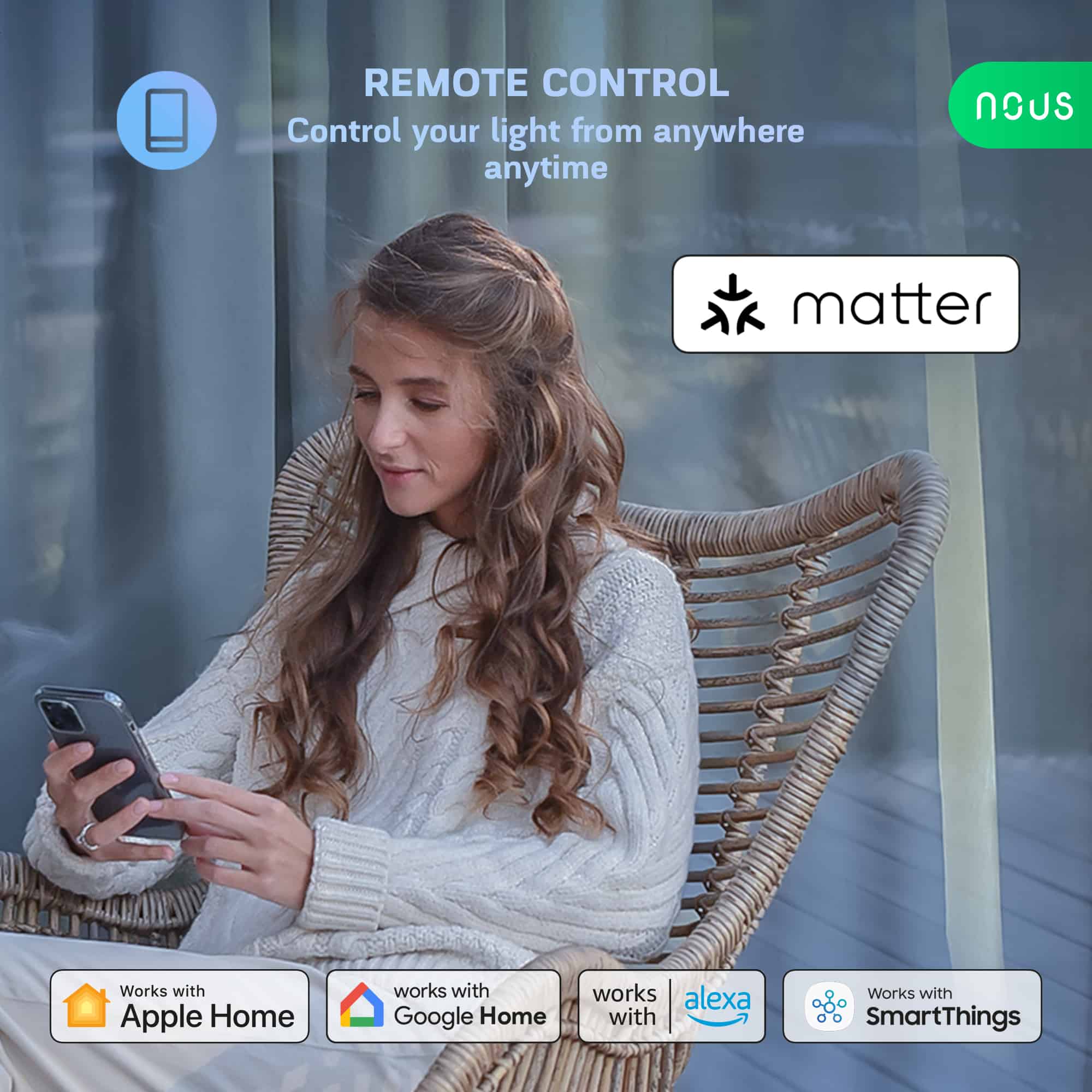 Nous Smart WiFi a Matter RGBW Žiarovka E27 pre TUYA