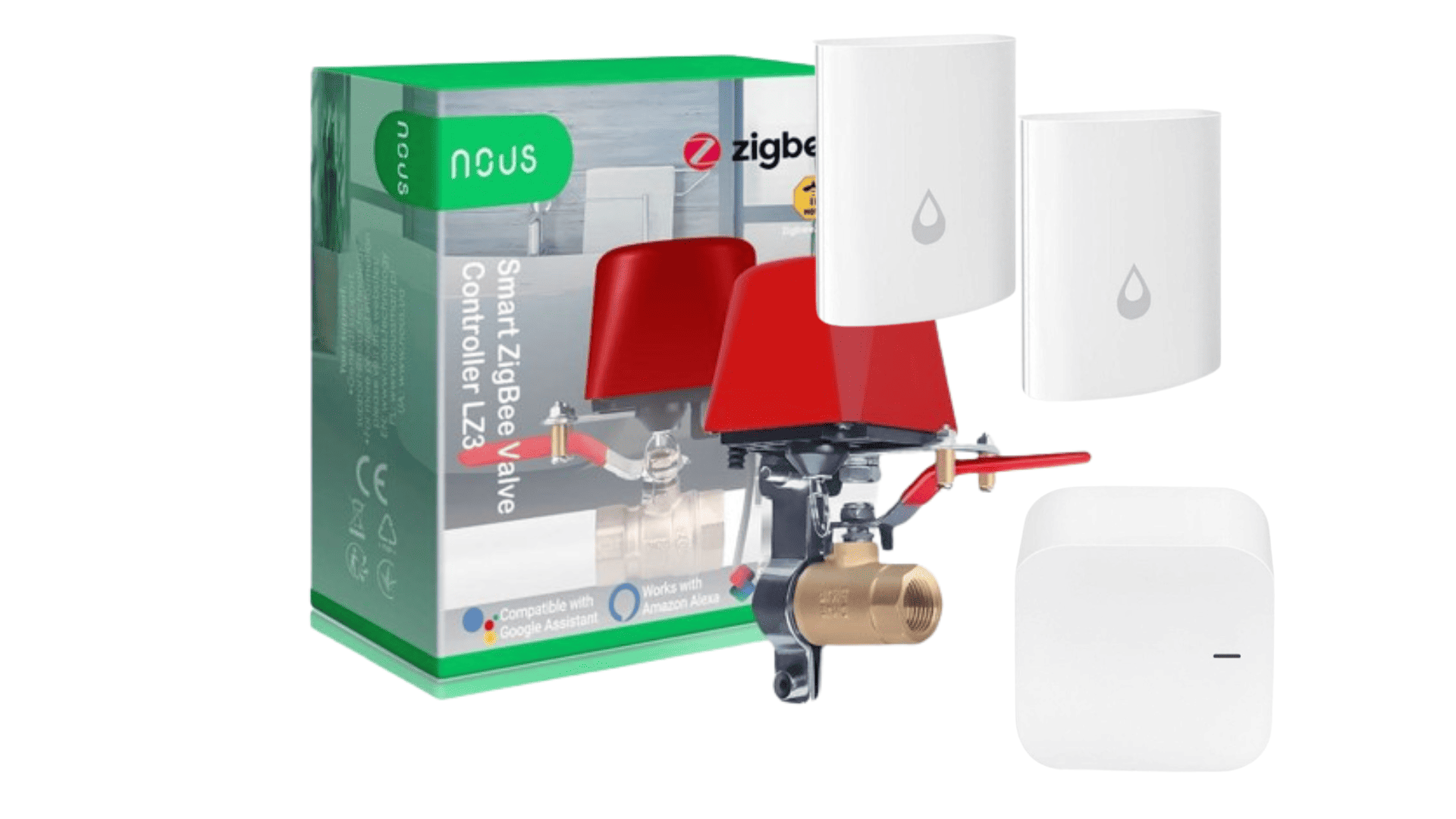 Sada Zigbee ventil na vodu + 2 senzory úniku vody + Zigbee brána
