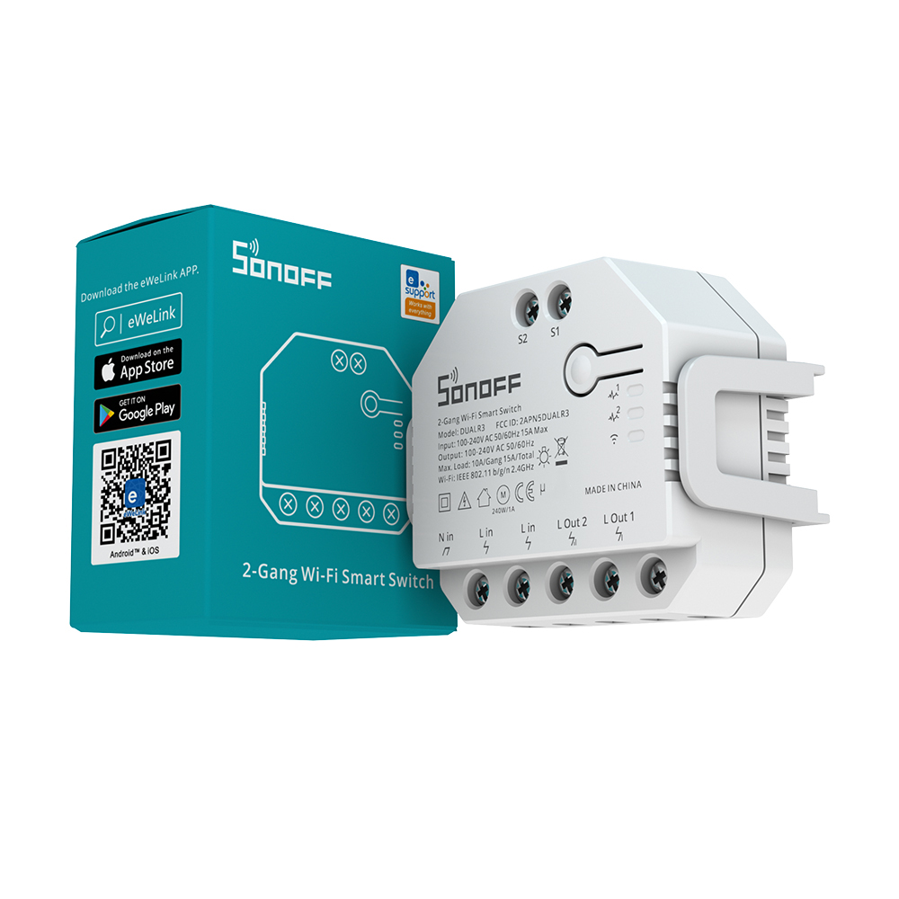 Sonoff Dual (R3) dvojité WiFi relé s funkciou ovládania žalúzií