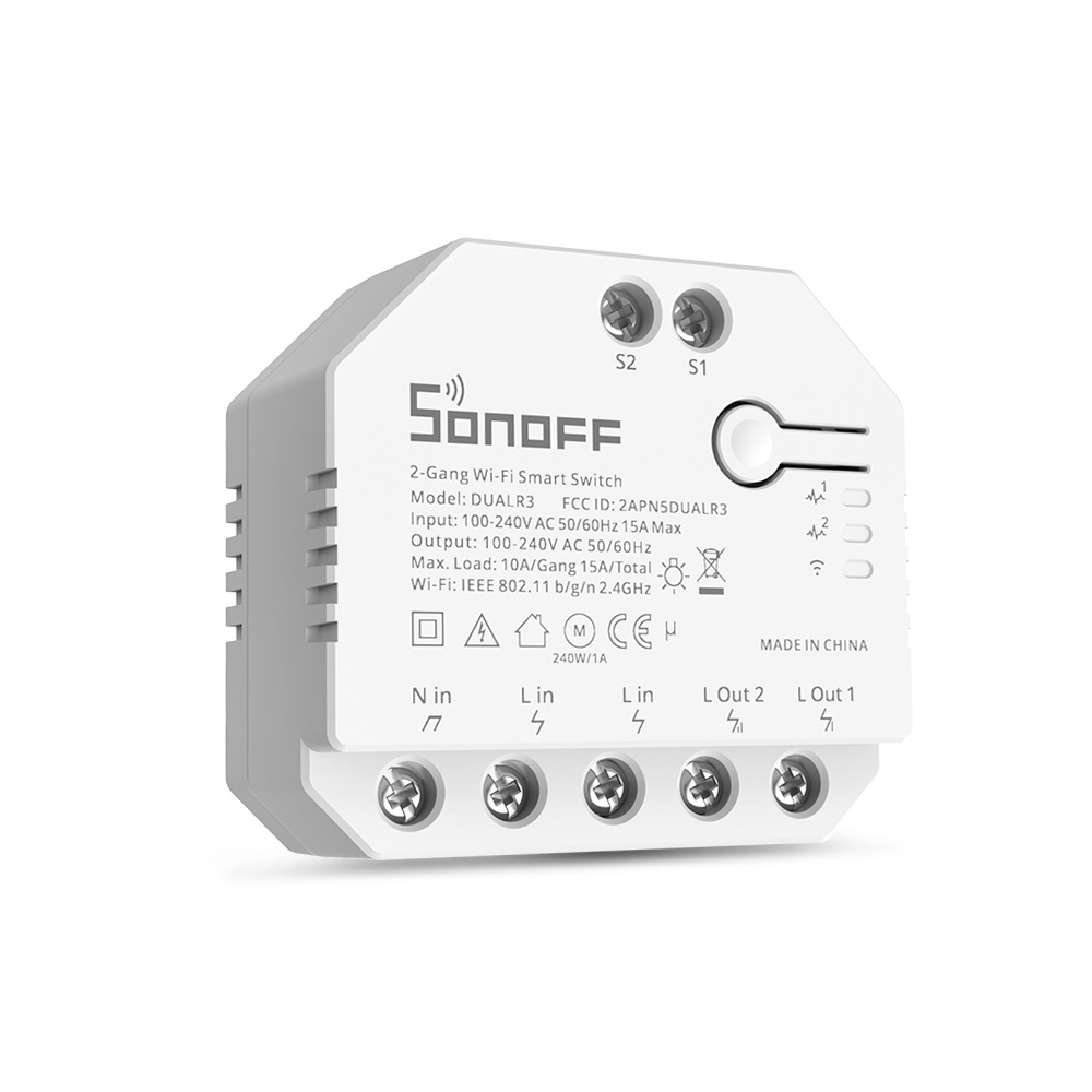 Sonoff Dual (R3) dvojité WiFi relé s funkciou ovládania žalúzií