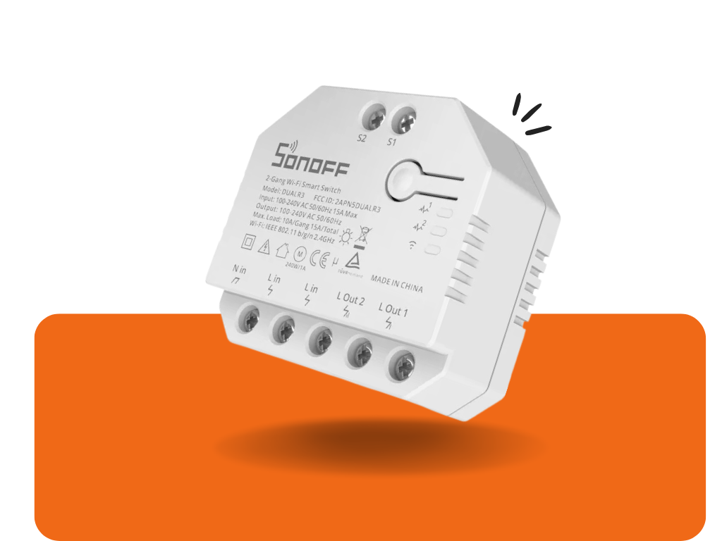 Sonoff Dual (R3) dvojité WiFi relé s funkciou ovládania žalúzií