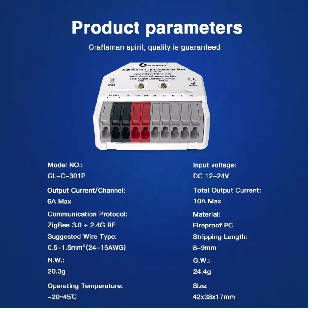 Zigbee ovládač 5v1 Ultra Mini pre LED pásy so vstupom na tlačitko