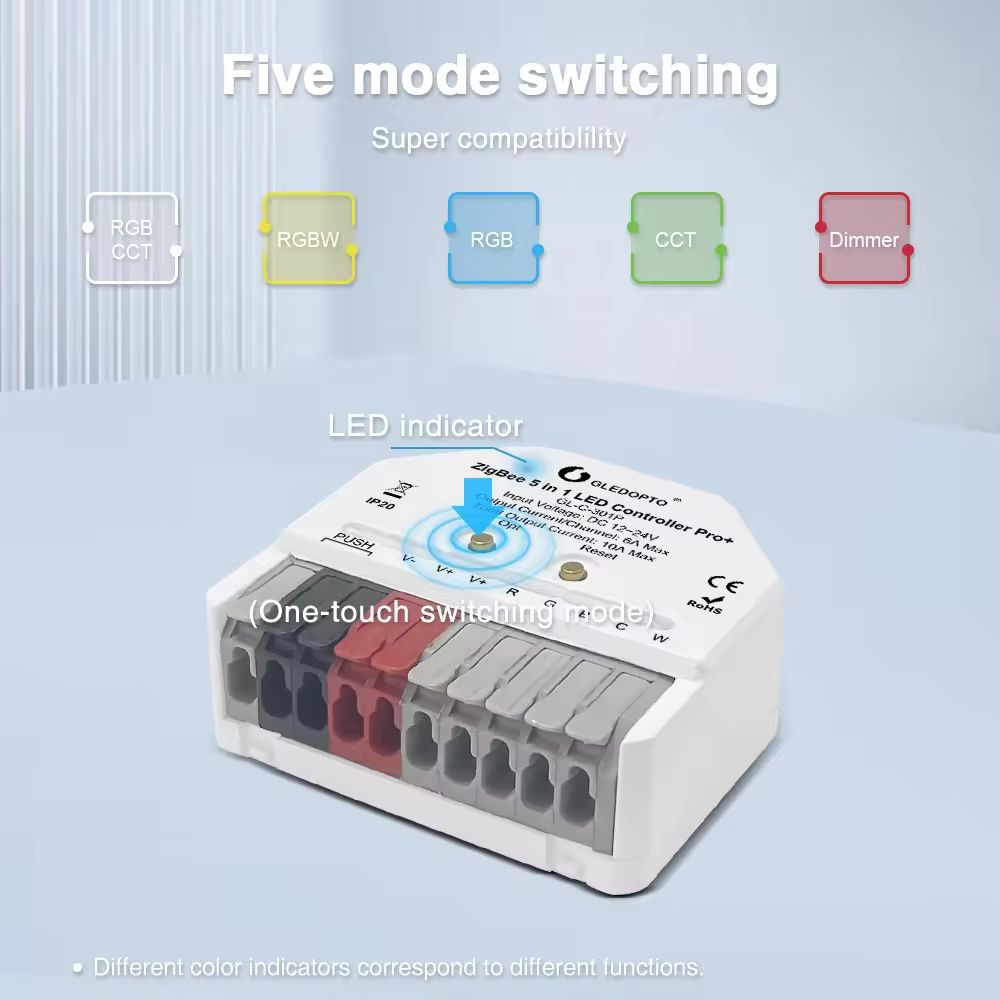 Zigbee ovládač 5v1 Ultra Mini pre LED pásy so vstupom na tlačitko