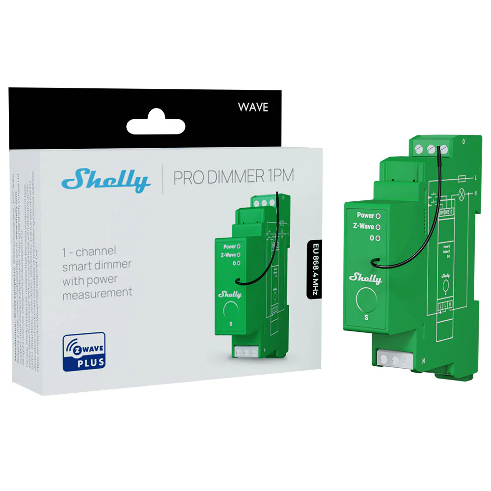 Shelly Wave PRO Dimmer 1PM – Inteligentný Z-Wave stmievač s meraním spotreby 1PM
