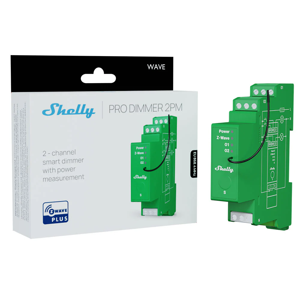 Shelly Wave PRO Dimmer 2PM - Inteligentný Z-Wave stmievač s meraním spotreby