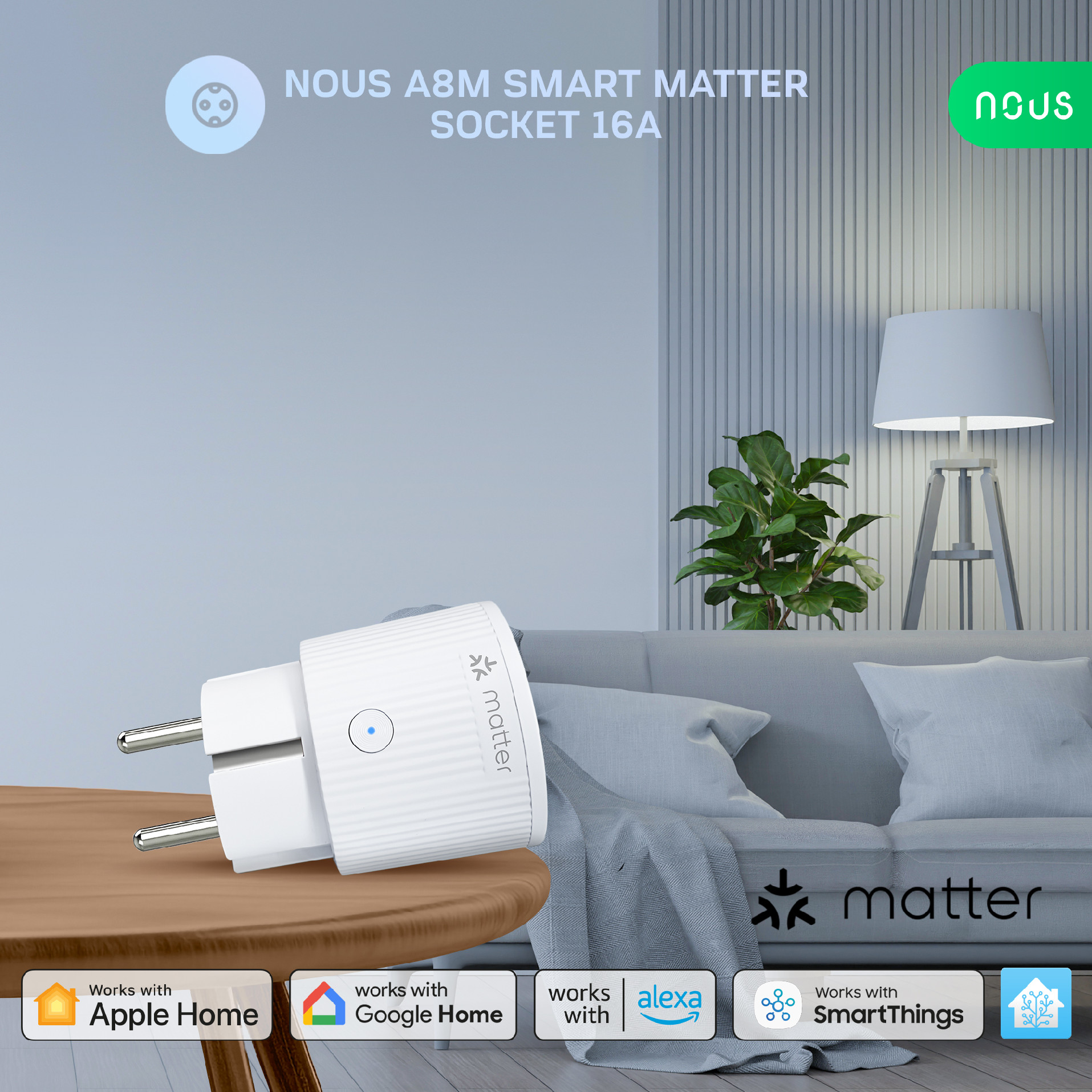Nous A8M - Matter Smart zásuvka 16A