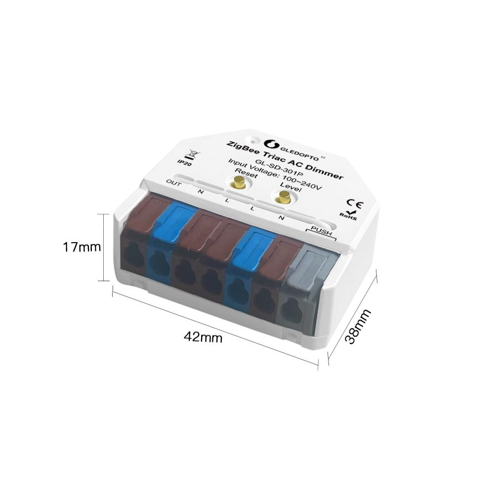 Zigbee AC stmievač Gledopto (Zigbee dimmer AC)