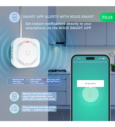 Nous E9 Zigbee detektor horľavých plynov pre domácnosť
