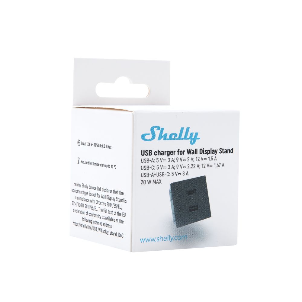 Shelly USB charger for Wall Display Stand-Čierny