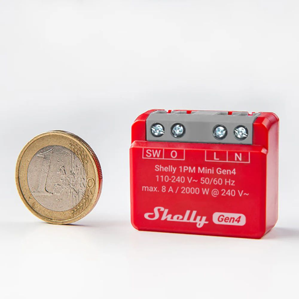 Shelly 1PM Mini Gen4 (Miniatúrny 8A spínač s meraním spotreby)