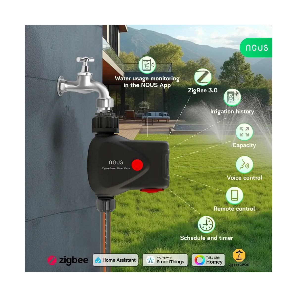 Nous L14 Smart vodný ventil Zigbee