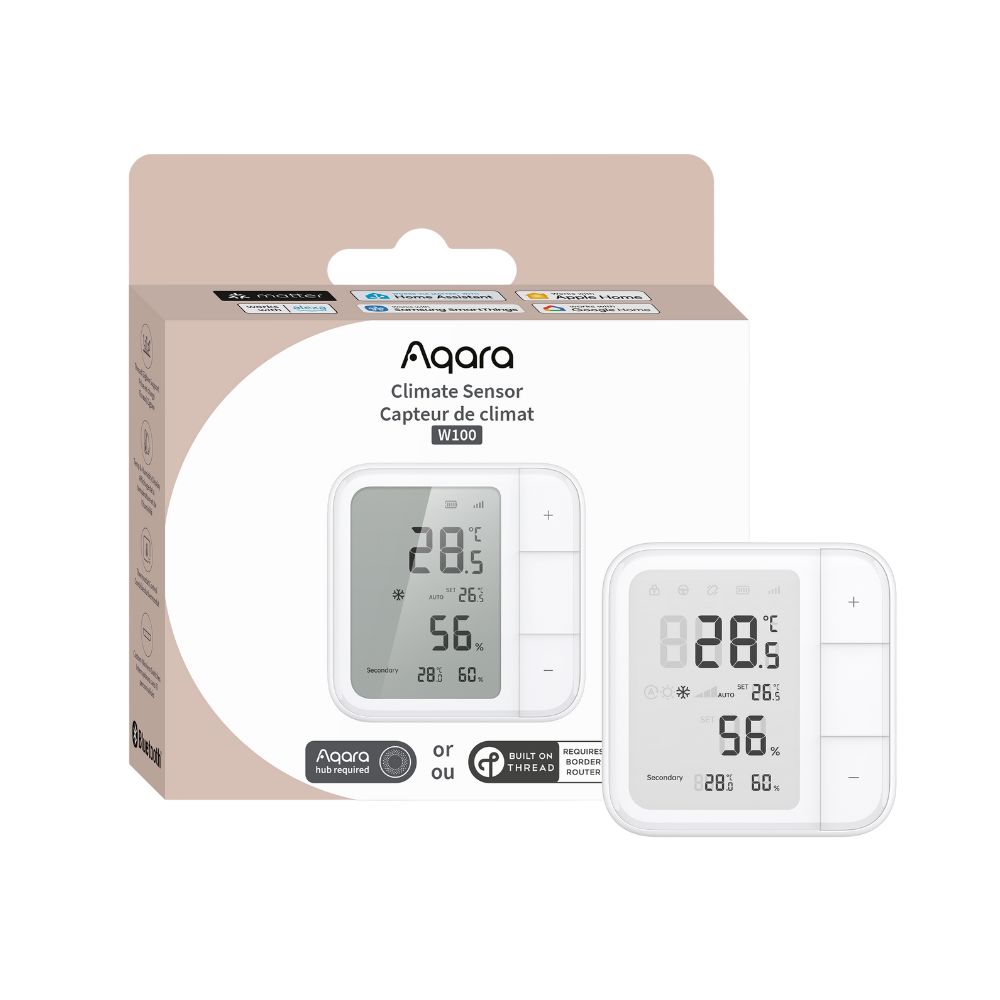 Bezdrôtový klimatický senzor Aqara W100, Zigbee + Thread, kompatibilný s Matter (TH-S04D)