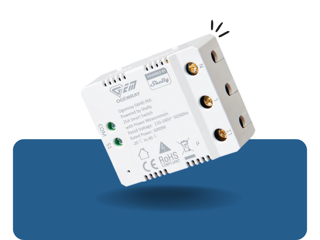 Ogemray Smart relay 25A powered by Shelly