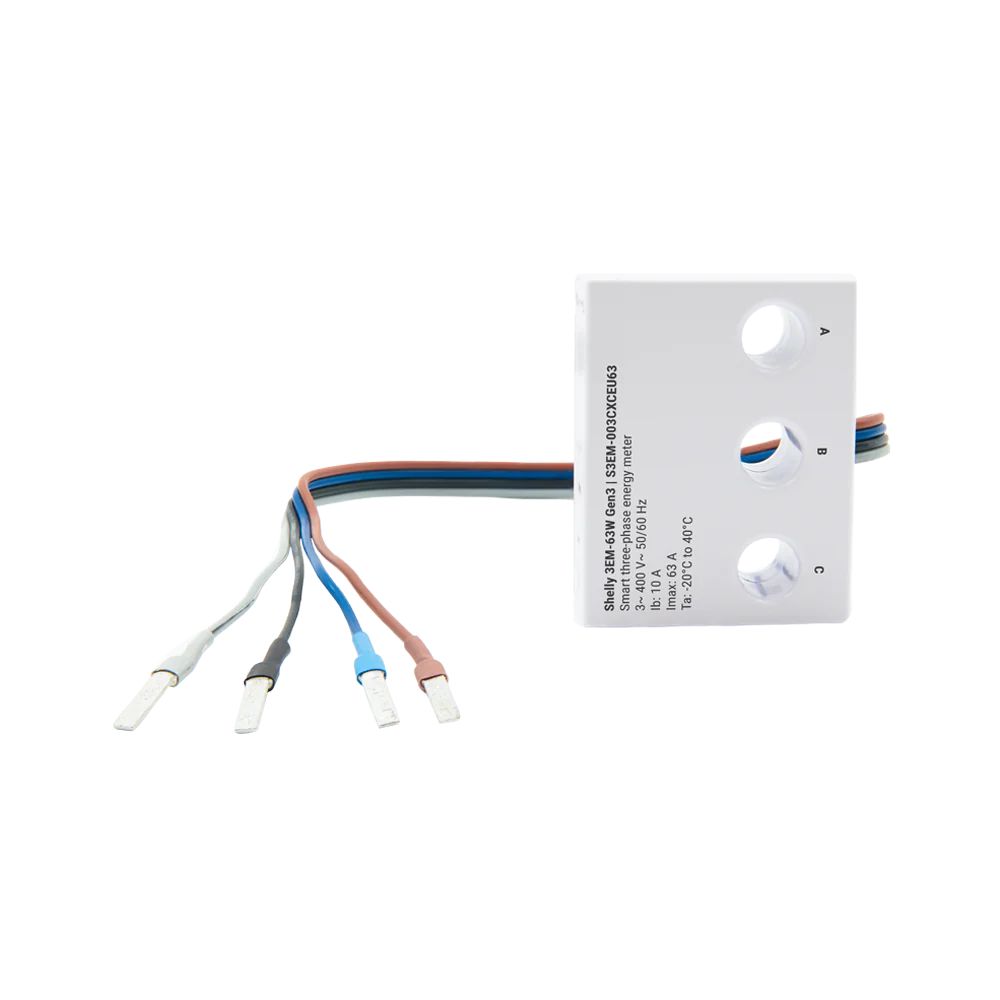 Shelly 3EM-63W Gen3 (Trojfázový elektromer s káblovým pripojením)