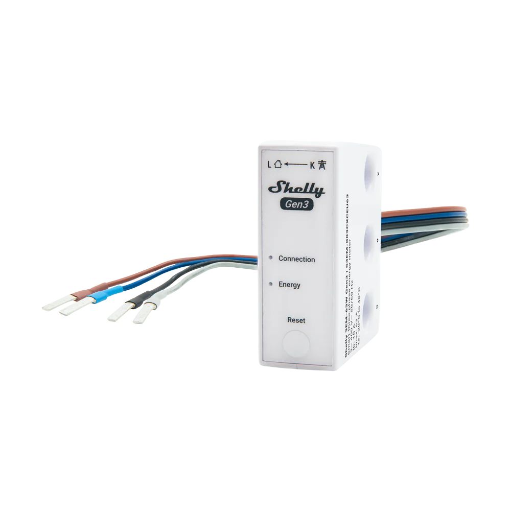 Shelly 3EM-63W Gen3 (Trojfázový elektromer s káblovým pripojením)
