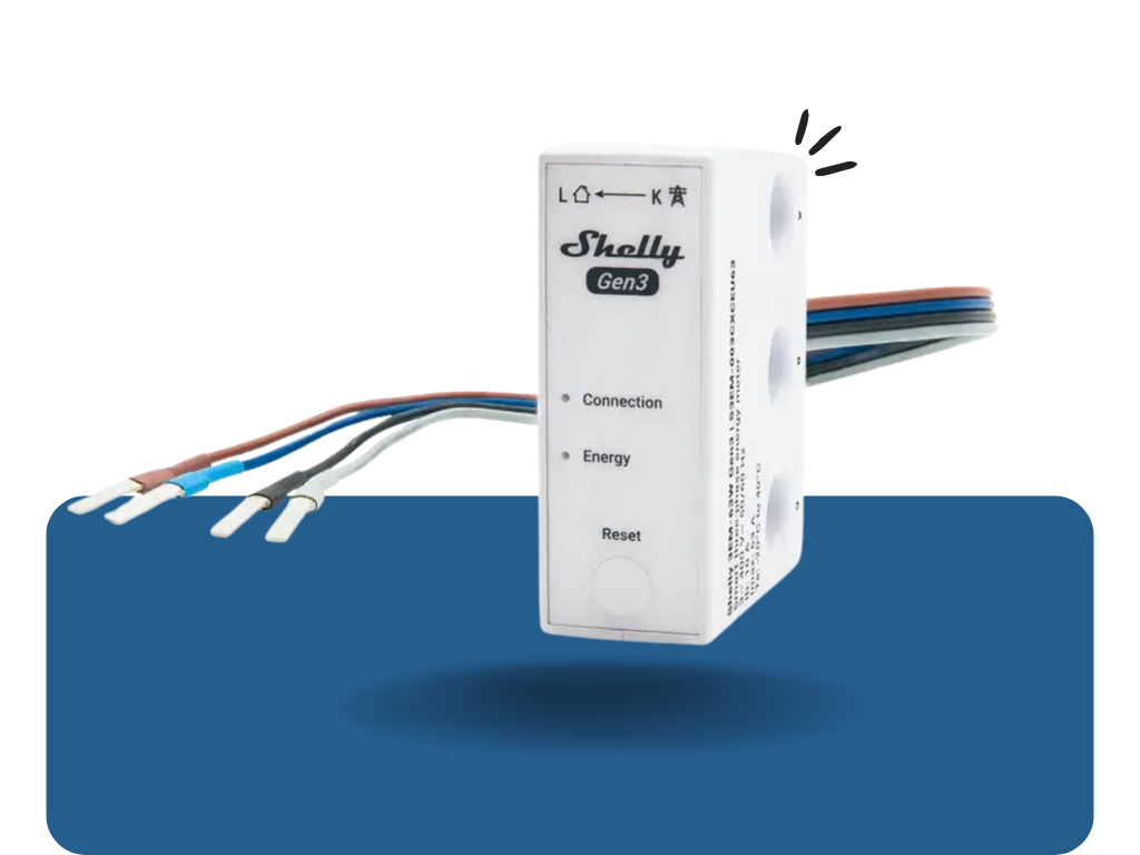 Shelly 3EM-63W Gen3 (Trojfázový elektromer s káblovým pripojením)