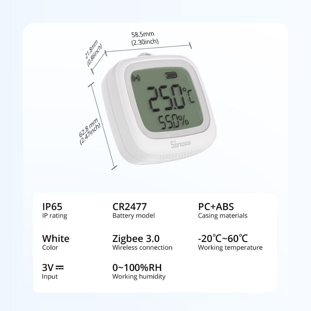 SONOFF SNZB-02WD (Zigbee LCD senzor teploty a vlhkosti)