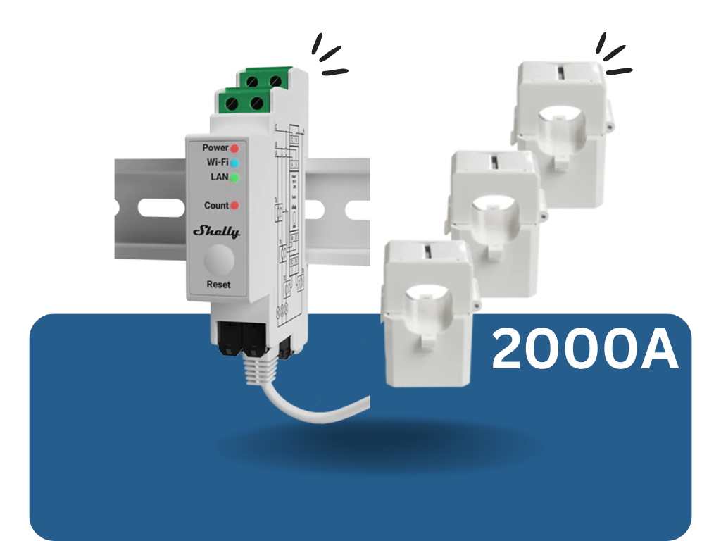 Shelly PRO 3EM 2000A trojfázový merač energie