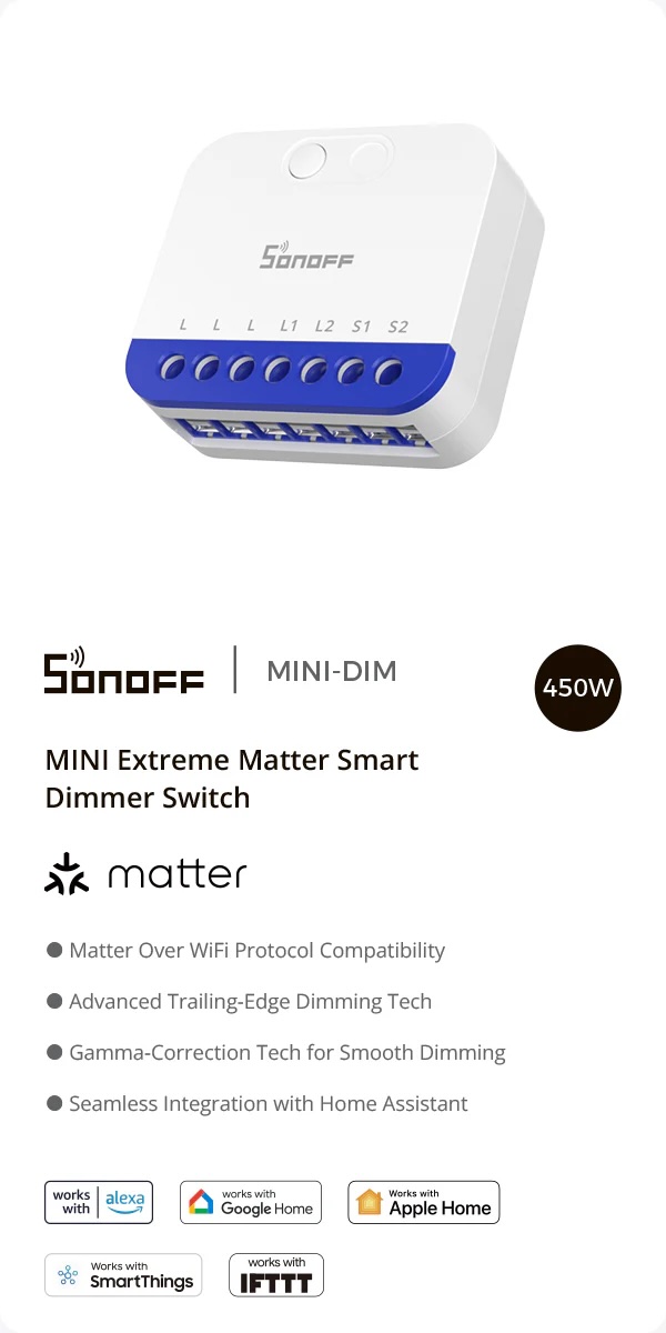 Sonoff Mini extreme Dim - Matter stmievač