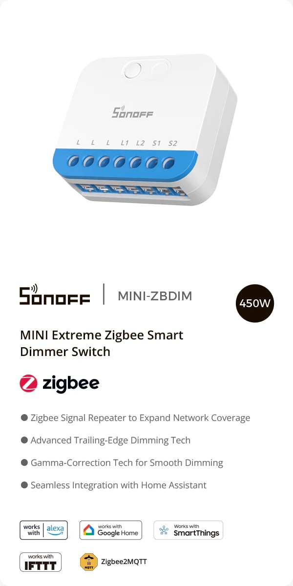 Sonoff ZBDIM EXTREME Zigbee Dimmer - Mini Zigbee Stmievač