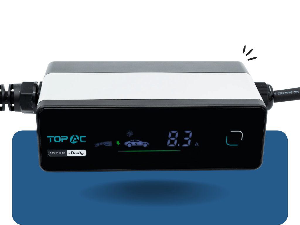 TopAC prenosná nabíjačka pre elektromobily 11 kW EVE01-11R pre Shelly Smart Home (Wi-Fi, Bluetooth)