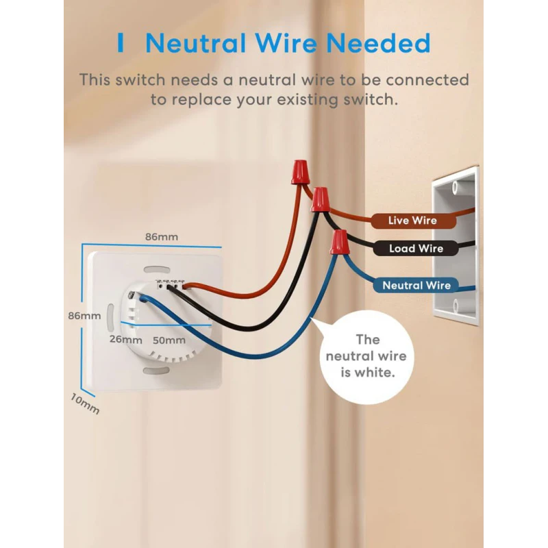 Inteligentný nástenný WiFi vypínač MSS510 EU Meross (HomeKit)