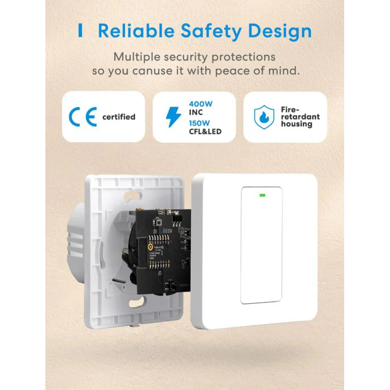 Inteligentný nástenný WiFi vypínač MSS510 EU Meross (HomeKit)