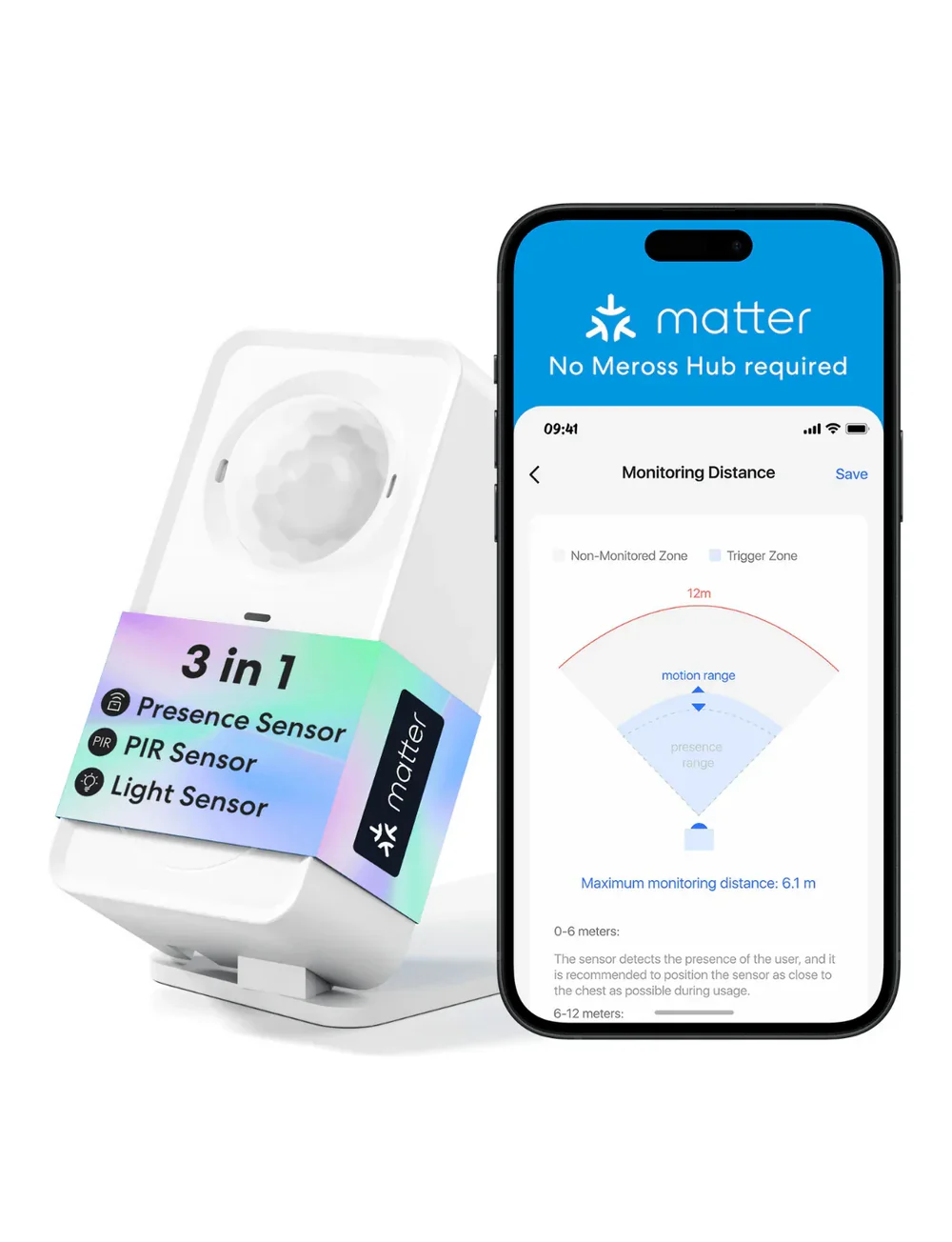 Inteligentný senzor prítomnosti WiFi Meross MS600MA-EU (Matter)