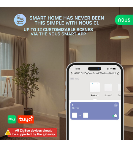 Nous C1 Zigbee bezdrôtový ovládač