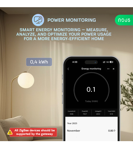 Nous B5Z Zigbee Mini Smart spínací modul (jeden kanál s meraním), 2 ks