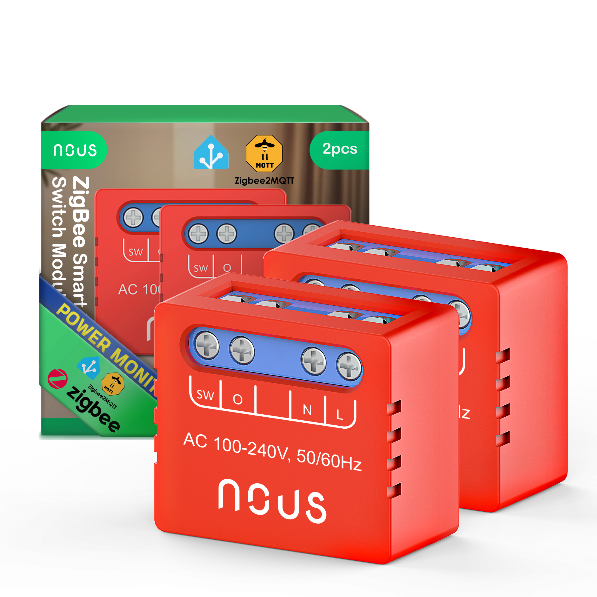 Nous B5Z Zigbee Mini Smart spínací modul (jeden kanál s meraním), 2 ks