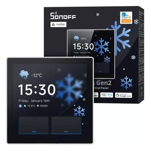 Sonoff NSPanel Pro Gen2 ovládací panel s dvojkanálovým relé – biely