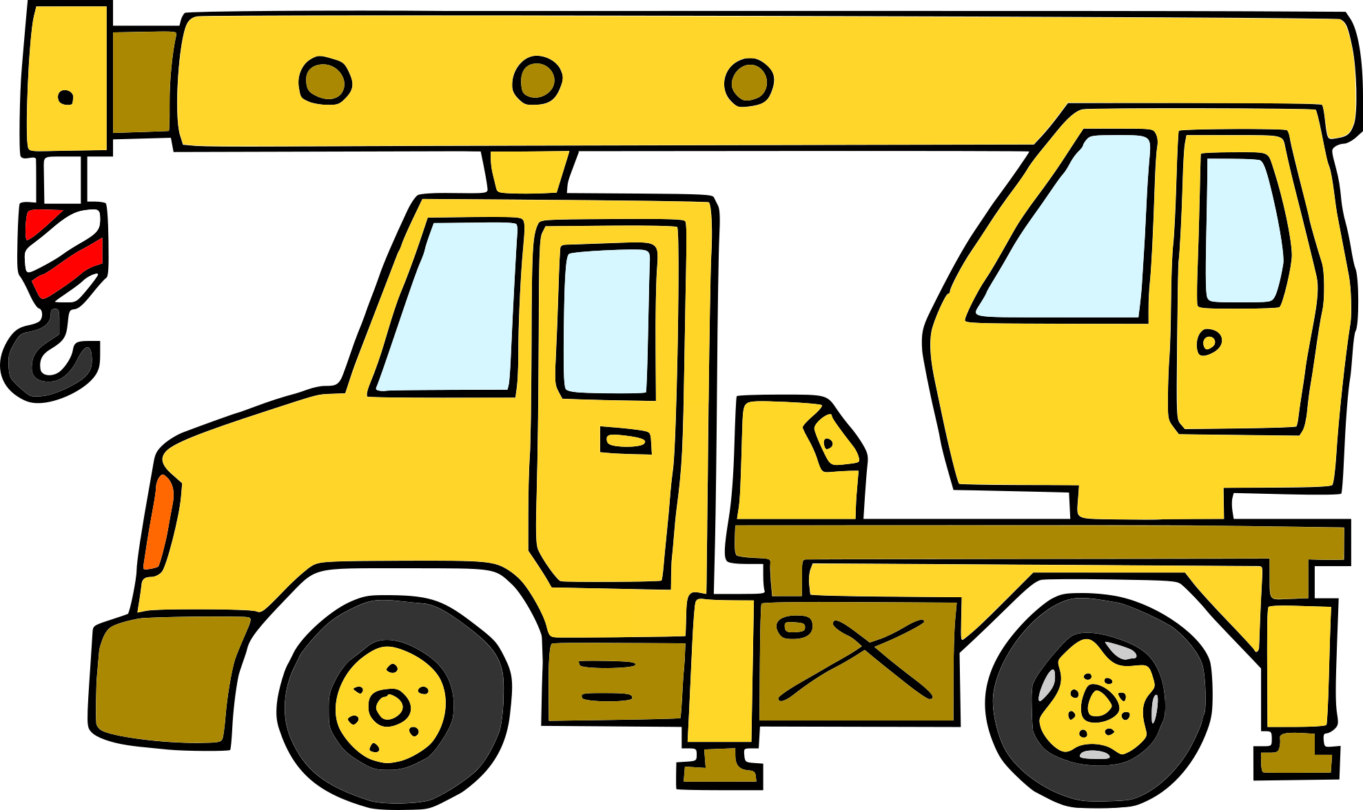 Autorská ilustrace žlutého autojeřábu