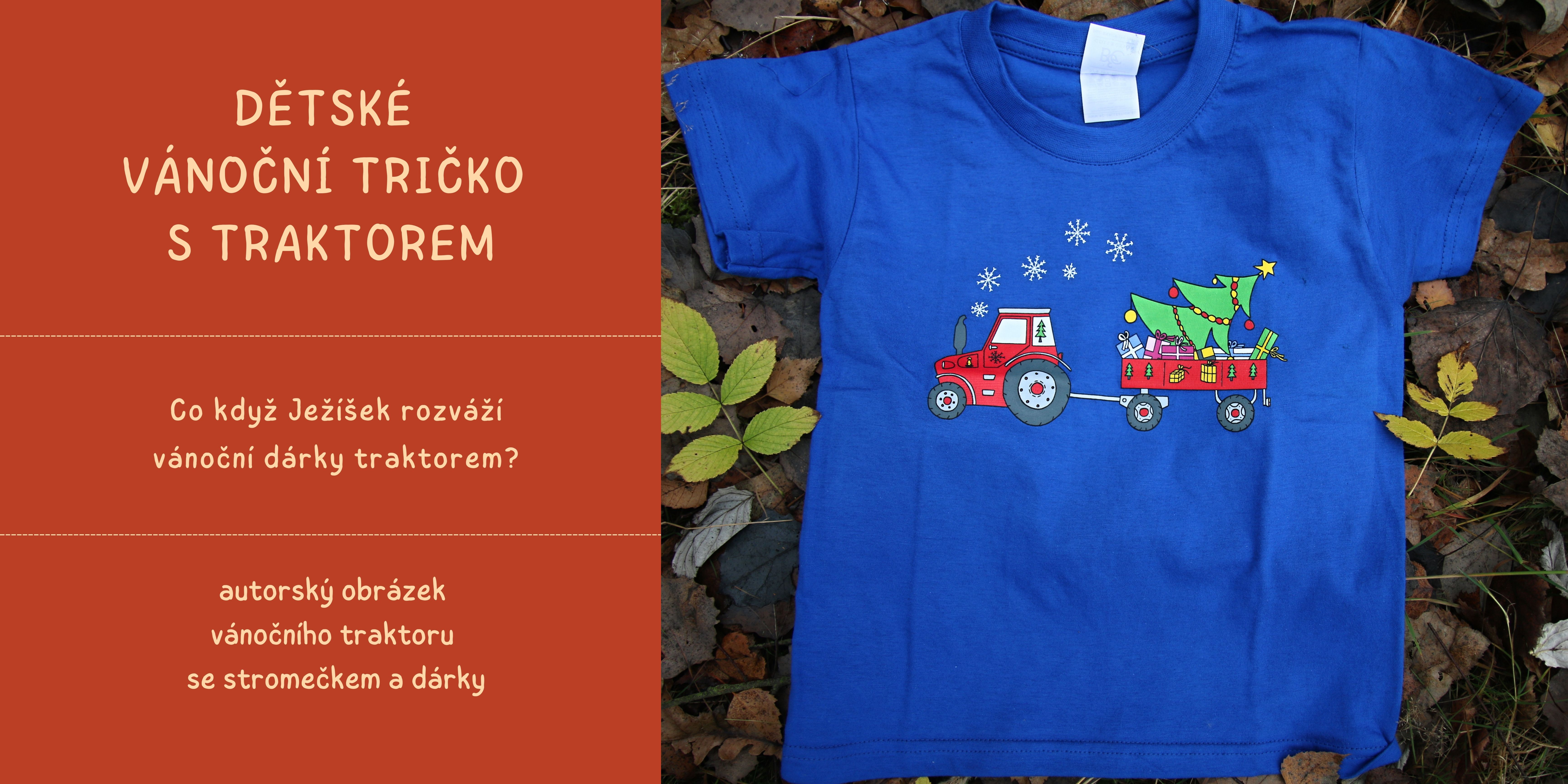 Dětské vánoční tričko vánoční traktor