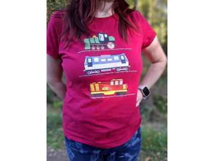Dámské tričko s vlakem růžové 2