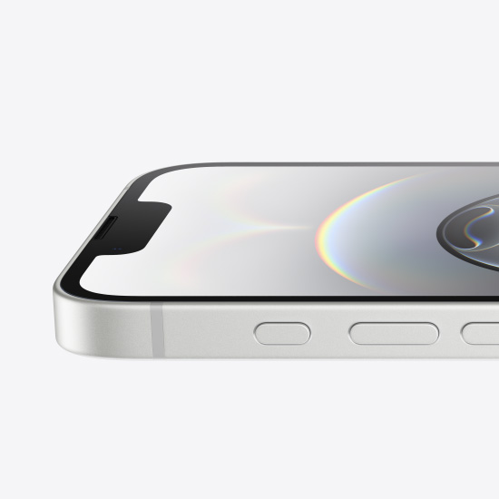 Biely iPhone 16e – bočný pohľad na hliníkový rám