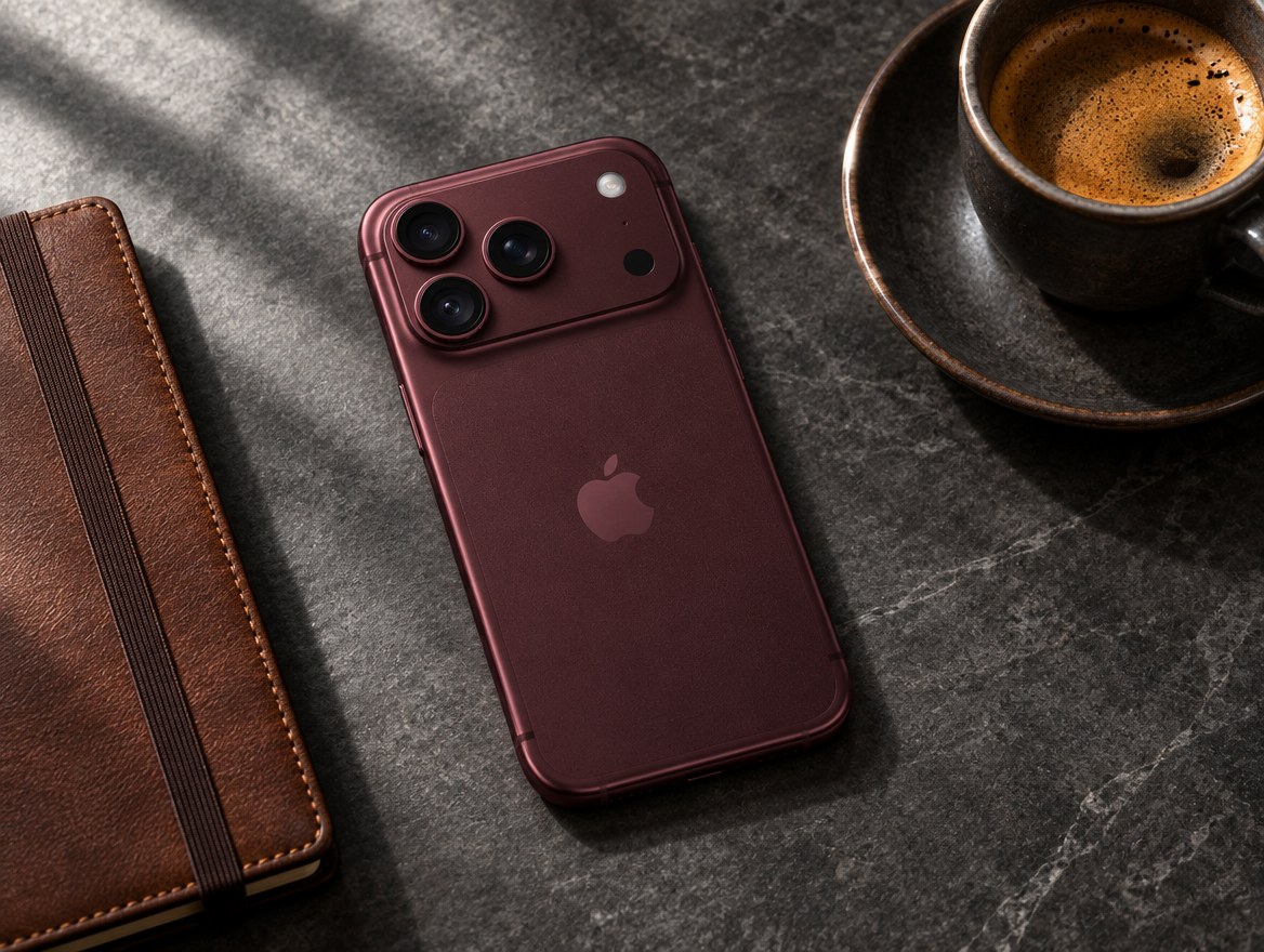 iPhone 18 Pro v burgundskej červenej farbe