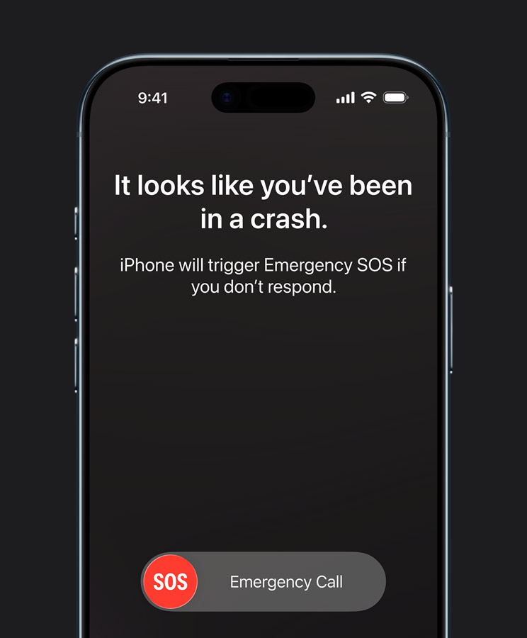 Detekcia autonehody na iPhone Air