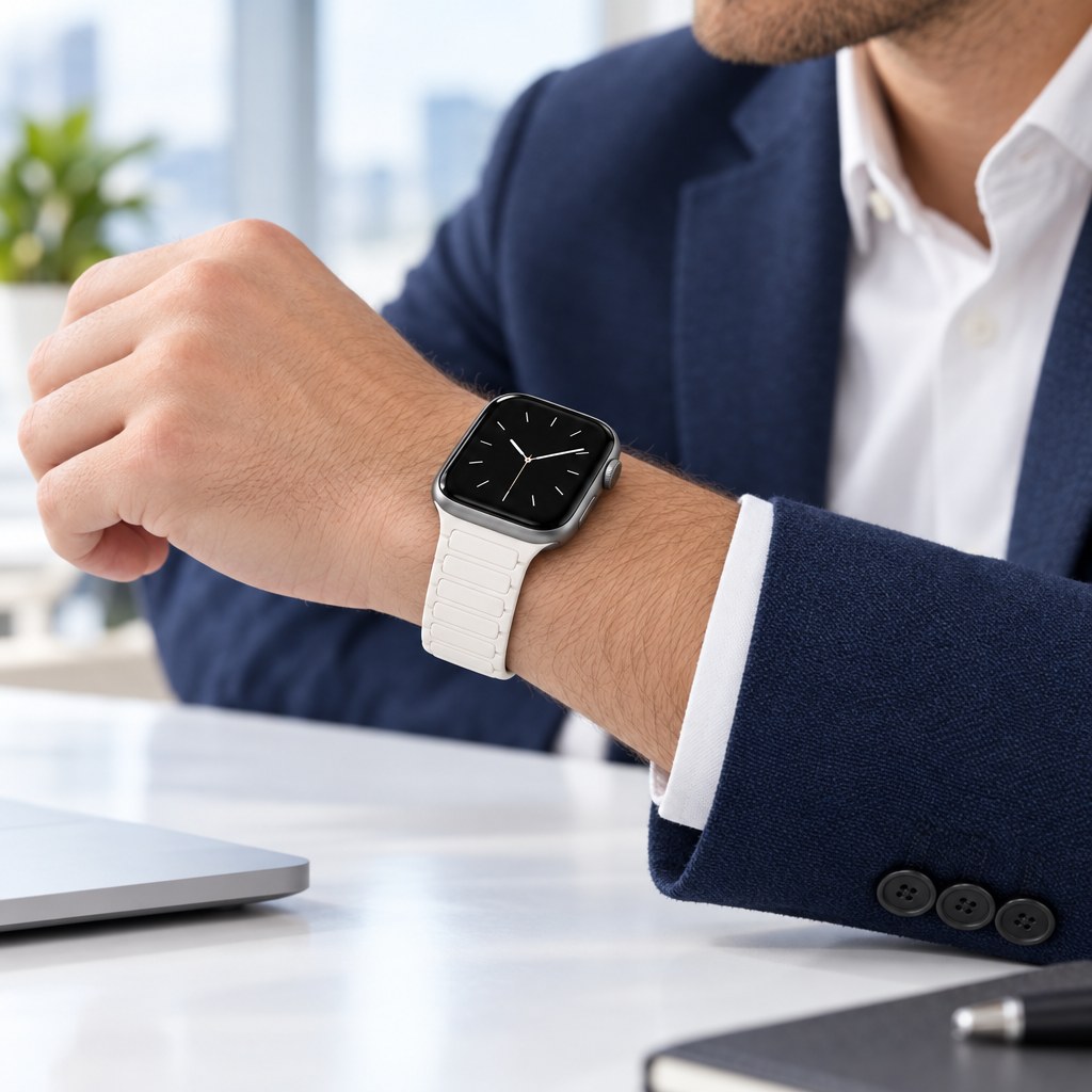 Tactical MagBand pre Apple Watch 42/44/45/46/49 White na zápästí