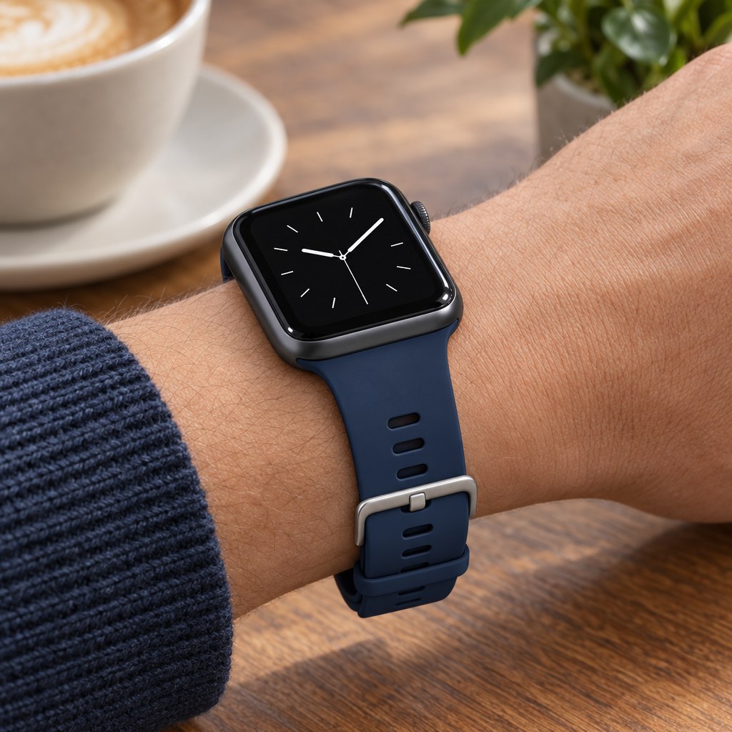 790 Silikónový remienok s prackou pre Apple Watch 38/40/41mm, Tactical, Modrý na zápästí