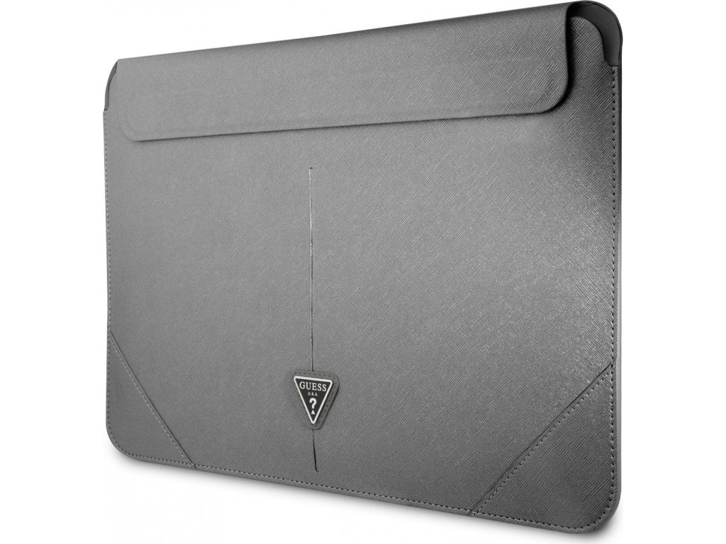 Guess Saffiano Triangle Metal Logo Puzdro na notebook 13-14", Sivé