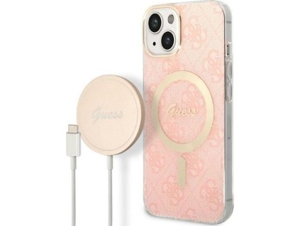 Set Guess Kryt s MagSafe pre iPhone 14 Plus + Nabíjací USB-C kábel, Ružový