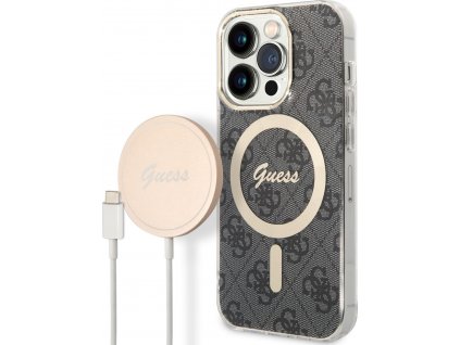 Set Guess Kryt s MagSafe pre iPhone 14 Pro + MagSafe nabíjačka, Sivý