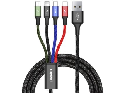 Baseus Kábel Lightning, 2x USB-C, MicroUSB 3.5A 1.2m, Čierny